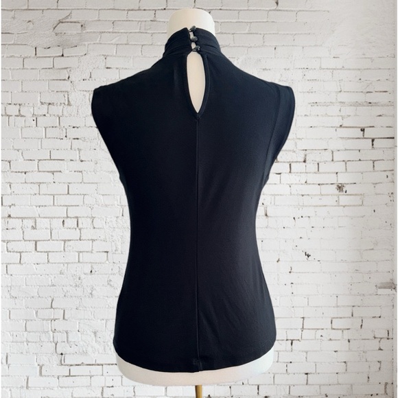 EUC Anthropologie Viola Draped Black Sleeveless Wrapped Shawl Neck Top Size XSP - Picture 7 of 15